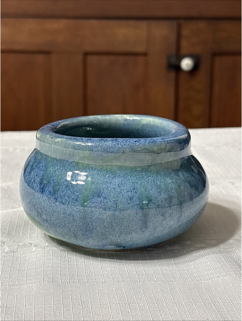 Baby Blue / Green Pottery Bowl Handcrafted Hand Made Glaze Finish